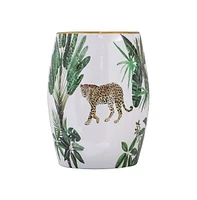 Slickblue Accent Table with Drum Shape and Tropical Print for Vibrant Home Decor