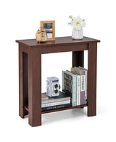 Gymax 2-Tier End Table Modern Sofa Bedside Table Compact Nightstand w/ Storage Shelf