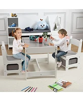 gaomon Kids Table and Chair Set, Wooden Activity Table with Storage Drawer for Toddlers Arts