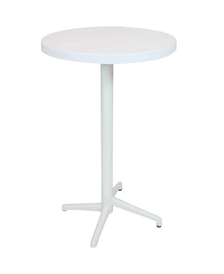 Sunnydaze Decor 28-Inch Round All-Weather Plastic Patio Bar Pub Table - Foldable Design - Commercial Grade - White