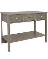 30-Inch H Hall Console Table with Drawers and Silver Knobs - Thunder Gray