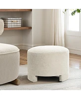 LuxenHome Upholstered Cream Modern Round Ottoman