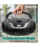 Philco Wired Bluetooth Boombox with Cd Player Compatible with MP3/Wma/Cd-r/Cd-rw, Fm Radio, 3.5mm Aux Input,Stereo Sound,Led Display