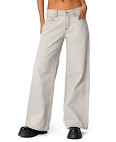 Edikted Womens Casey Low Rise Boyfriend Jeans