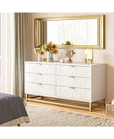 gaomon 6 Drawer Dresser for Bedroom, Wood Chest of Drawers with Metal Legs, Modern Storage Dresser Chest Cabinet Organizer, Large Dresser for Hallway