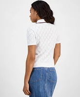 Tommy Hilfiger Women's Cotton Pointelle Diamond Sweater