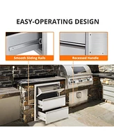 gaomon 18" W x 23" H x 23" D Outdoor Kitchen Drawers with Paper Towel Holder, Stainless Steel Outdoor Kitchen Drawers, 3-Layer Flush Mount Bbq Drawers