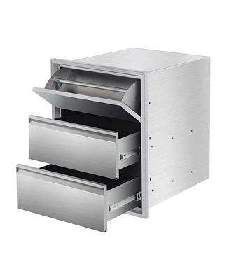 gaomon 18" W x 23" H x 23" D Outdoor Kitchen Drawers with Paper Towel Holder, Stainless Steel Outdoor Kitchen Drawers, 3-Layer Flush Mount Bbq Drawers