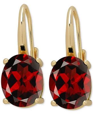 Garnet Oval Leverback Drop Earrings (1-3/4 ct. t.w.) in Gold-Plated Sterling Silver