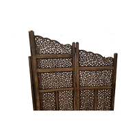 Slickblue Hand-Carved Foldable 4-Panel Wooden Partition Screen Room Divider for Elegant and Functional Space Separation