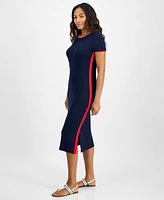 Tommy Hilfiger Women's Ribbed Short-Sleeve Midi Dress