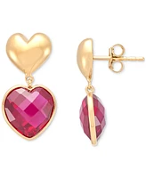 Macy's Ruby Heart Double Drop Earrings (12-1/10 ct. t.w.) in 24k Gold-Over Sterling Silver