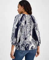 Nautica Jeans Women's Paisley-Print Raglan Top