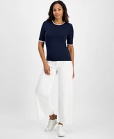 Nautica Jeans Women's Short-Sleeved Crewneck Sweater