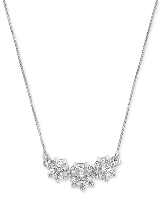 Diamond Cluster 18" Pendant Necklace (1 ct. t.w.) in 14k White Gold