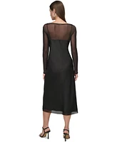 Dkny Women's Illusion Long-Sleeve Crushed Charmeuse Slip Dress