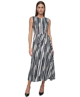 Dkny Women's Jewel-Neck Faux-Wrap Sleeveless Dress