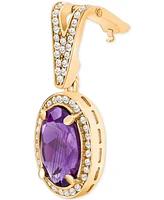 Amethyst (5-3/8 ct. t.w.) & White Topaz (3/4 ct. t.w.) Panther Link 18" Necklace in 14k Gold-Plated Sterling Silver