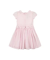 Hope & Henry Girls' Organic Puff Sleeve Smocked Party Dress with Ruffle Collar