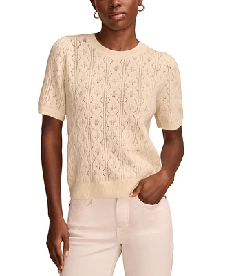 Lucky Brand Women's Puff-Sleeve Pointelle Sweater