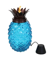 Tropical Pineapple 3-in-1 Glass Patio Torches - 23- to 63-Inch Adjustable Height Set of 2