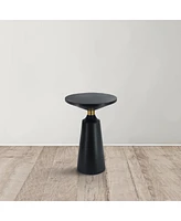 Side End Table with Round Top, Pedestal Base, and Shiny Brass Support Modern and Elegant Accent for Living Room or Bedroom