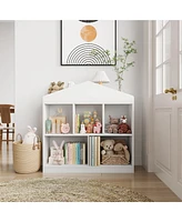 gaomon Kids Bookshelf White Toy Storage Organizer 5-Cubby Bookcase