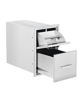 gaomon 13" W x 20.5" H x 23" D Outdoor Kitchen Drawers with Paper Towel Holder, Stainless Steel Outdoor Kitchen Drawers, 2-Layer Flush Mount Bbq Drawe