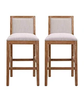 The Pop Home 30.5-Inch Upholstered Bar Stools Set of 2, Retro Chairs for Kitchen Island or Dining Room-The