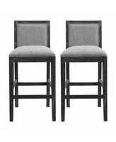 The Pop Home 30.5-Inch Upholstered Bar Stools Set of 2, Retro Chairs for Kitchen Island or Dining Room-The