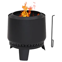 Sunnydaze Decor Arrow Motif 21" H Heavy-Duty Steel Smokeless Fire Pit - Includes Protective Pvc Cover and Poker - Black