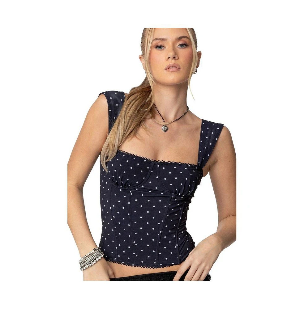 Edikted Marcella wide strap mesh corset top