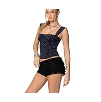 Edikted Marcella wide strap mesh corset top