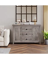 gaomon Sideboard Buffet Cabinet with Storage, 52" Large Kitchen Storage Cabinet with 3 Drawers and 2 Doors, Wooden Coffee Bar Cabinet Buffet Table for