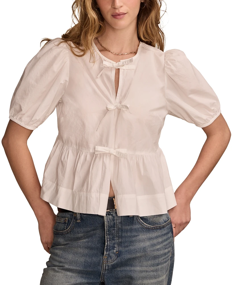 Lucky Brand Women's Babydoll Flyaway Top