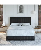 Boyd Sleep Siri Upholstered Platform Bed with Headboard, Mattress Foundation with Strong 14 Wood Slat Supports
