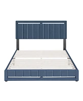 Boyd Sleep Siri Upholstered Platform Bed with Headboard, Mattress Foundation with Strong 14 Wood Slat Supports