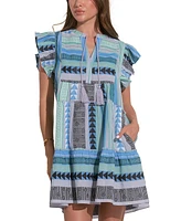 Elan Women's Split-Neck Flutter-Sleeve Dress