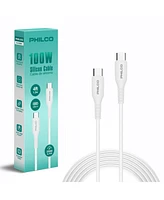 Philco Usb C to C Cable, Silicone, 4Ft, 100W Fast Charging, High-Speed Data Transfer, Compatible with Usb-c Devices, Durable and Tangle-Free