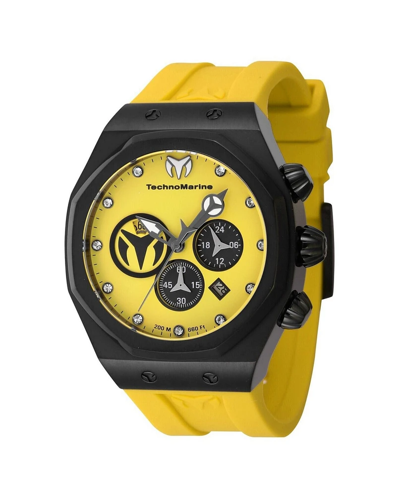 TechnoMarine Men's Tm-523002 Reef Quartz Chronograph Black, Yellow Dial Watch