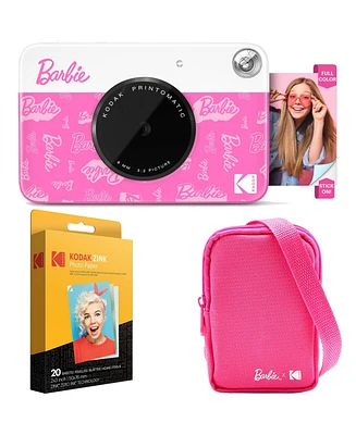 Kodak x Barbie Printomatic Instant Print Camera Signature Style, Case + Paper (20 Sheets) - Bundle