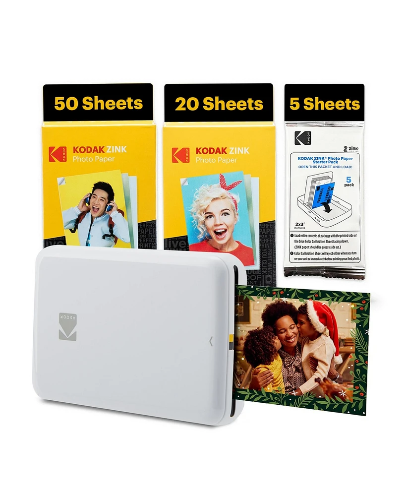 Kodak Step Mobile Instant Photo Printer 2x3", & Zink Photo Paper (75 Sheets) Bundle