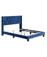 Vail Velvet Upholstered Platform Bed Frame with Adjustable Headboard - Boyd Sleep