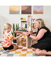 Sunnydaze Decor Mini Meals Interactive Play Kitchen with Lights and Sounds - Kids Toy Kitchen Playset with 65-Piece Accessory Pack