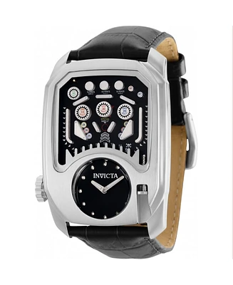 Invicta Men's 35450 Cuadro Quartz 3 Hand Black, Silver Dial Watch