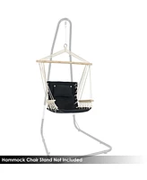 Outdoor Hanging Hammock Chair with Armrests - Polycotton Fabric - 300-Pound Capacity - Storm