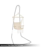 Indoor/Outdoor Hanging Hammock Chair with Armrests - Polycotton Fabric - 300-Pound Capacity - Natural