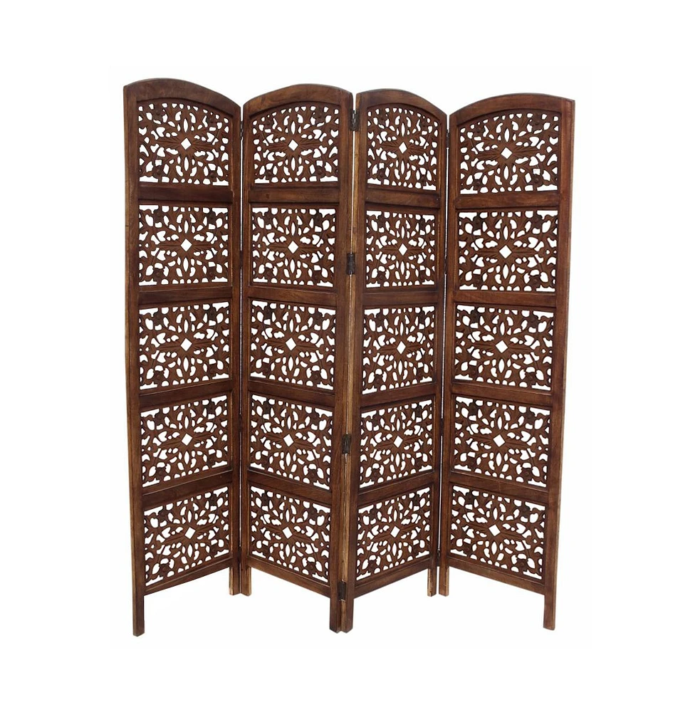 Slickblue The Urban Port Handmade Foldable 4-Panel Wooden Partition Screen Room Divider for Stylish Space Separation