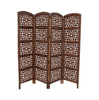 Slickblue The Urban Port Handmade Foldable 4-Panel Wooden Partition Screen Room Divider for Stylish Space Separation