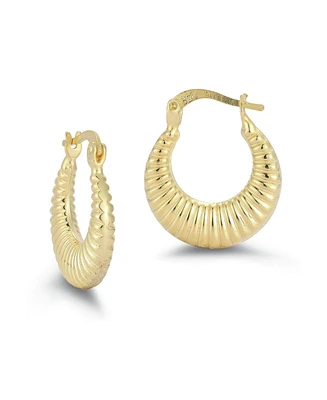 Rachel Zoe 14K Gold Plated Sterling Silver Vintage Ribbed Hoop Earrings